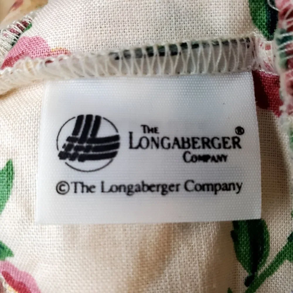 LONGABERGER Medium Handwoven Basket w/ Floral Fabric Liner | 1993 | USA Made